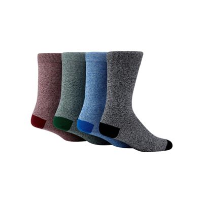Pack of four multi-coloured marled socks